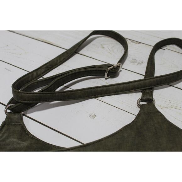 MultiSac Crossbody Purse Green Faux Leather Adjustable Strap Pockets Zippers - Picture 4 of 16